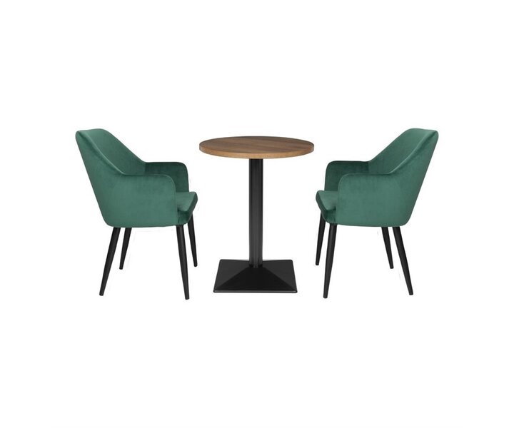 M&T Table ronde Ø 60 cm avec un pied lourd poudré noir