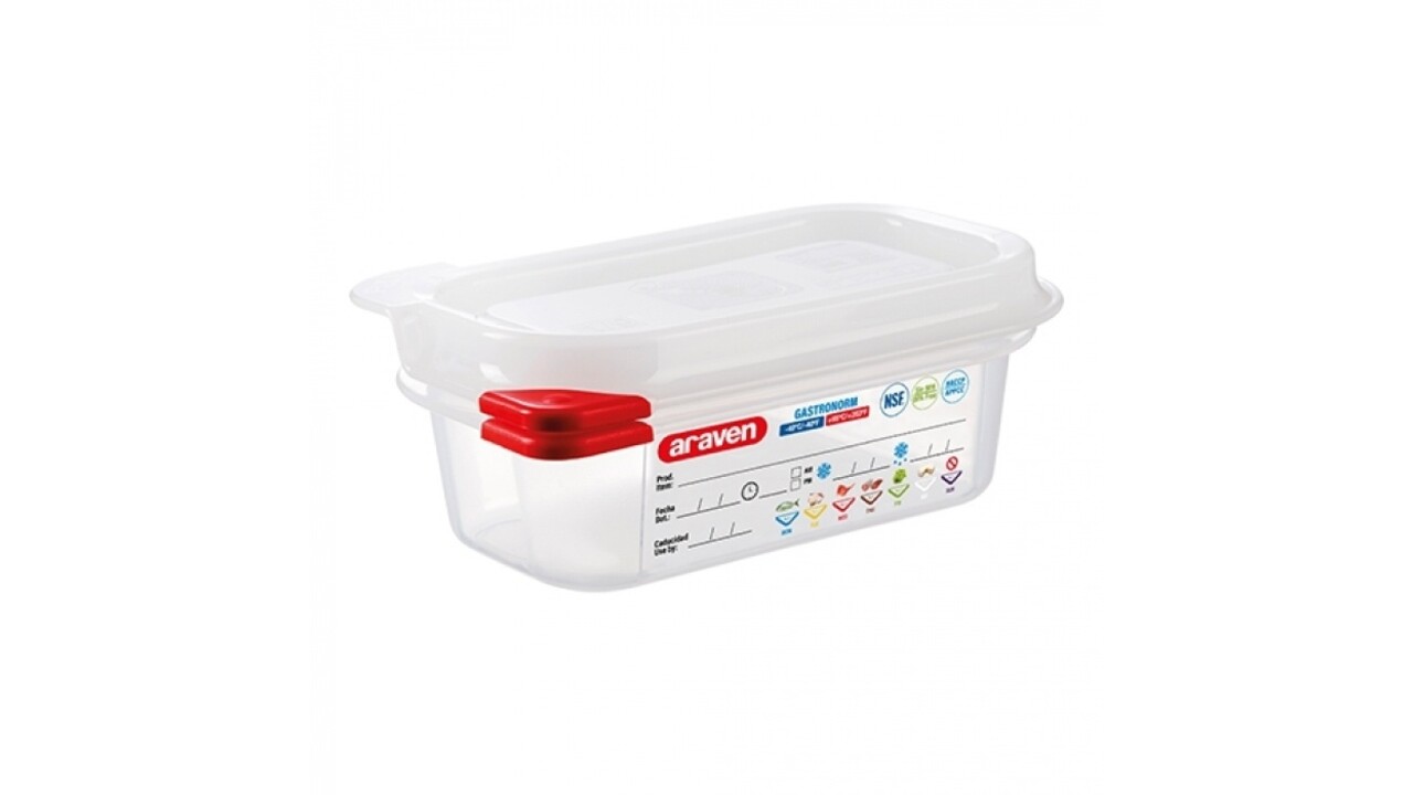 APS Contenitore Gastronorm GN 1/9 In Policarbonato 0.6L - 176x108x65 Mm, Adatto A Microonde E Lavastoviglie