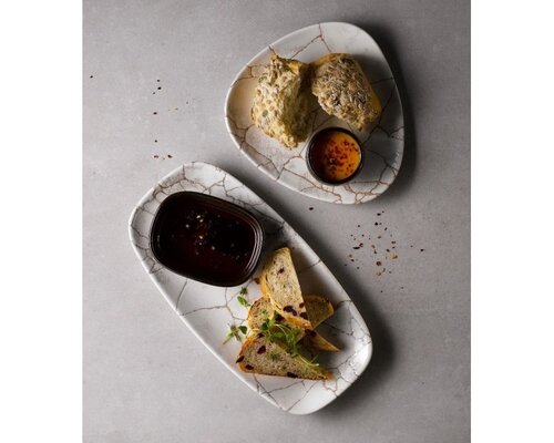 CHURCHILL Rectangular plate 30 x 15 cm KINTSUGI " Pearl Grey "