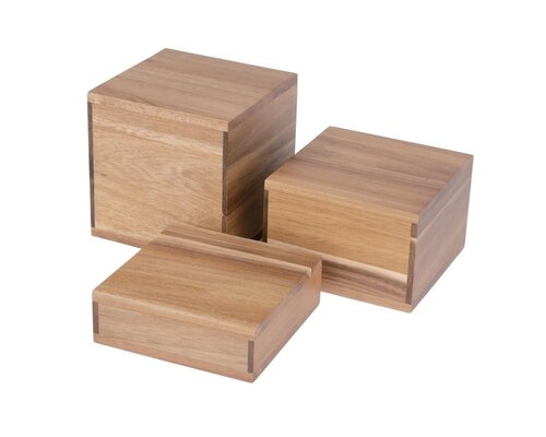 M & T  Buffet raiser set of 3 acacia wood