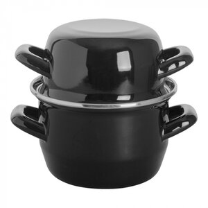 M & T  Casserole à moules couleur noire 12 cm pour servir 0,5 kg de moules