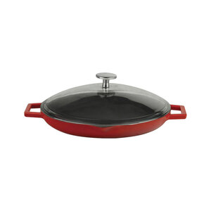 LAVA CAST IRON Braadpan rood 30 cm met glazen deksel