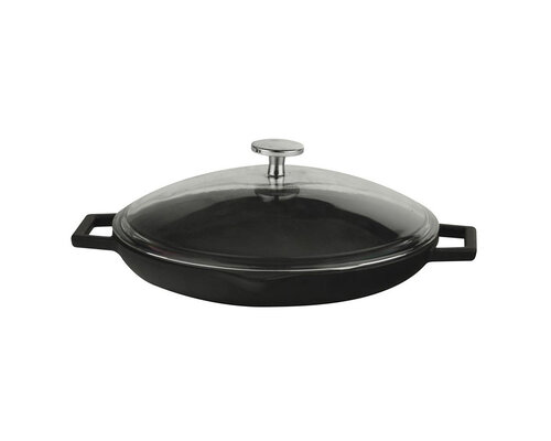 LAVA CAST IRON Frying pan black 30 cm with glass lid