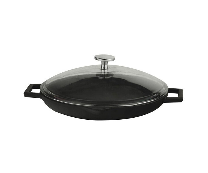 LAVA CAST IRON Braadpan zwart 30 cm met glazen deksel