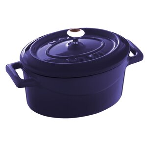 LAVA CAST IRON Mini cocotte ovale bleu 12,5 x 10 cm avec couvercle