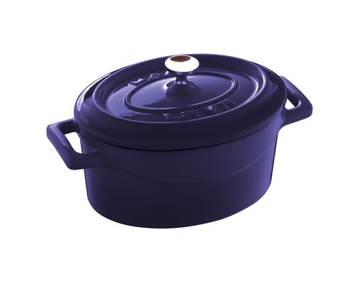 LAVA CAST IRON Mini cocotte ovaal blauw 12,5 x 10 cm met deksel