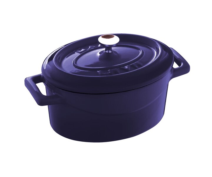 LAVA CAST IRON Mini cocotte ovale bleu 12,5 x 10 cm avec couvercle