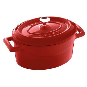 LAVA CAST IRON Mini cocotte ovaal rood 12,5 x 10 cm met deksel