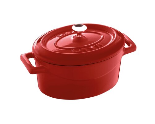 LAVA CAST IRON Mini cocotte oval red 12,5 x 10 cm with lid
