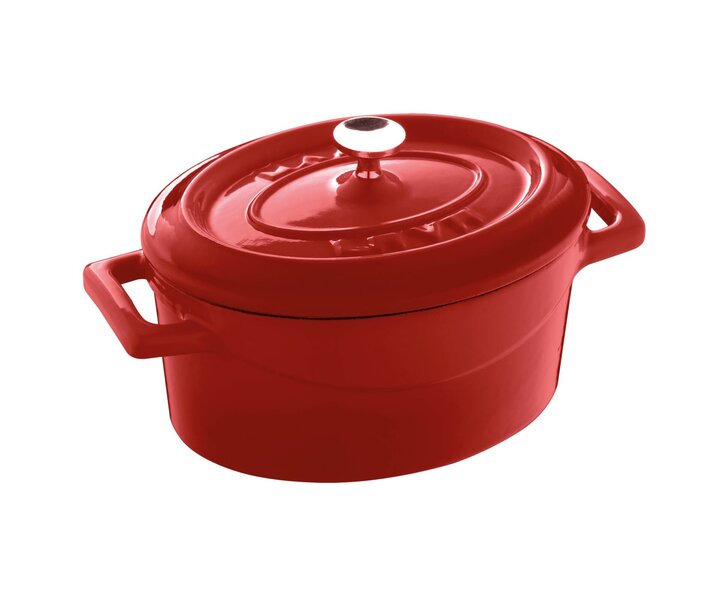 LAVA CAST IRON Mini cocotte ovale rouge 12,5 x 10 cm avec couvercle