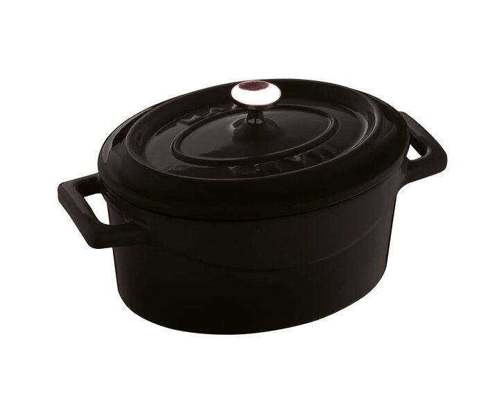 LAVA CAST IRON Mini cocotte ovale noire 12,5 x 10 cm avec couvercle