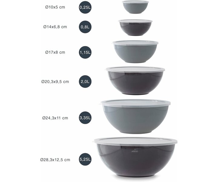 LACOR Set of 6 food bowls with lid