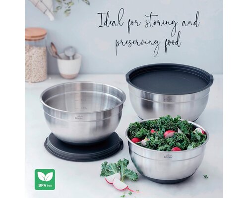 LACOR Set van 3 voedsel recipiënten met deksel