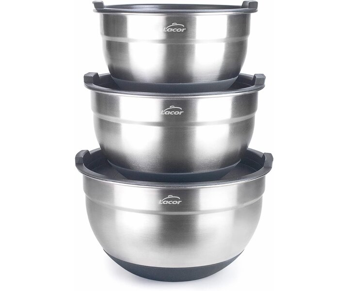 LACOR Ensemble de 3 pcs de bol de cuisine  avec couvercle