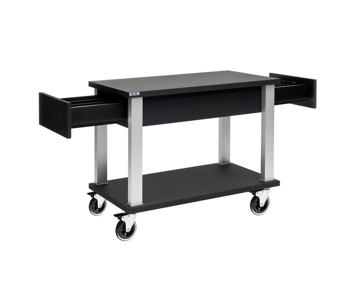 ZEPé Serving trolley black with 2 lateral flatware drawners