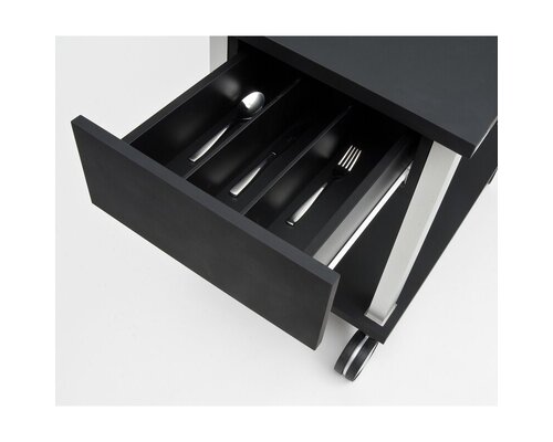 ZEPé Serving trolley black with 2 lateral flatware drawners