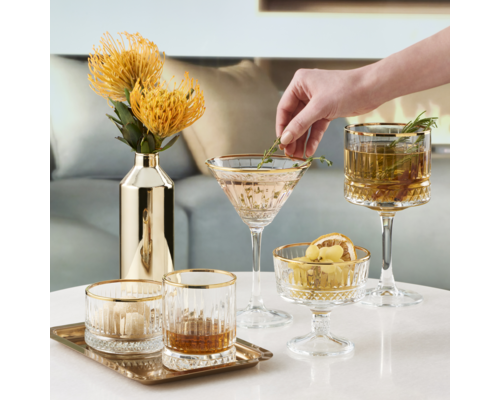 PASABAHCE Martini - cocktail glas  22 cl " Elysia " met gouden rand