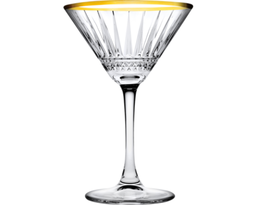 PASABAHCE Martini - cocktail glas  22 cl " Elysia " met gouden rand