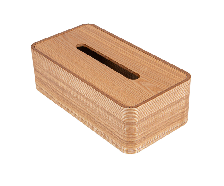 M&T Tissue houder rechthoekig model naturel hout " Pure Nature "