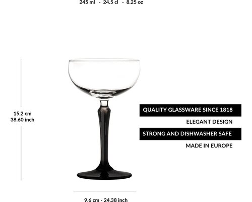 ONIS Glassware Champagne & cocktai saucer 24,5 cl SPKSY with black stem