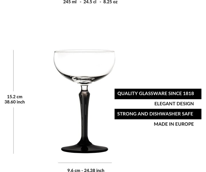 ONIS Glassware Champagne & cocktai saucer 24,5 cl SPKSY with black stem