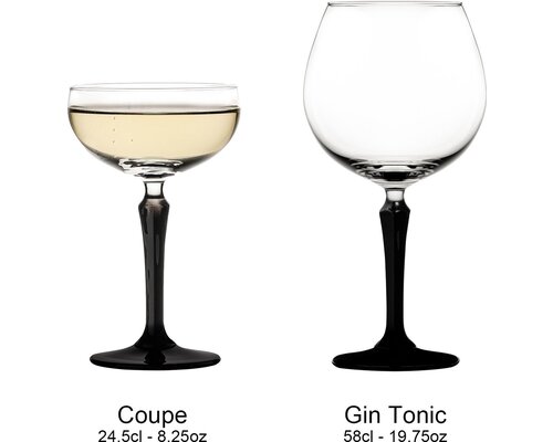 ONIS Glassware Champagne & cocktai saucer 24,5 cl SPKSY with black stem