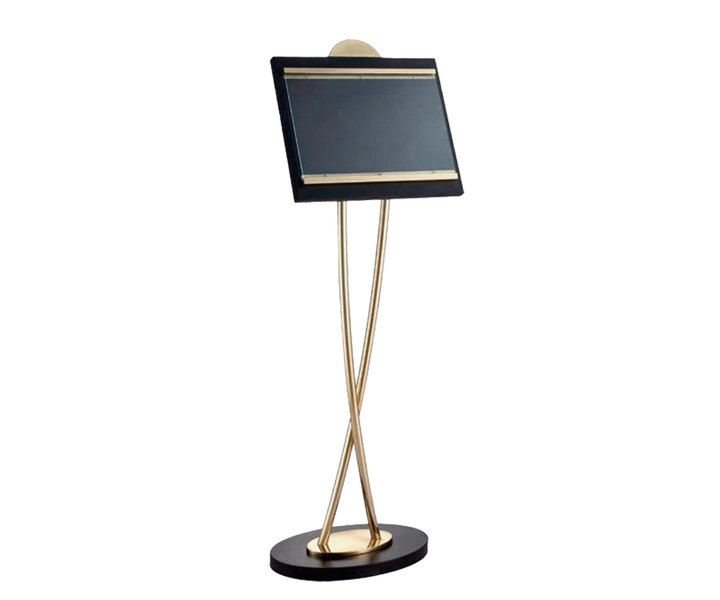 M&T Présentoir à menu DIN A3 avec socle intégré. Noir / Laiton doré