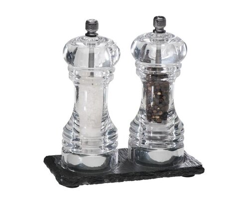 M&T Pepper- and salt mill  with black natural slate tray