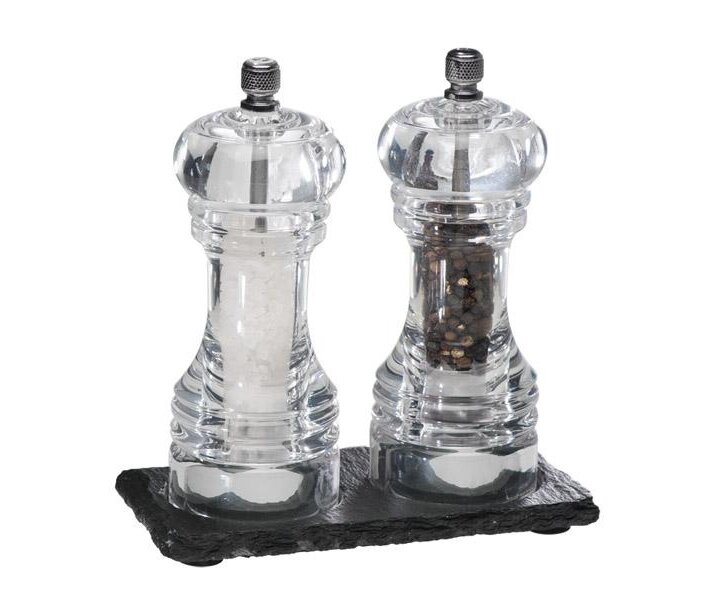 M&T Pepper- and salt mill  with black natural slate tray