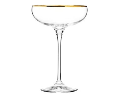 KROSNO GLASSWARE  Champagne coupe 24 cl " Harmony Gold  " met gouden rand