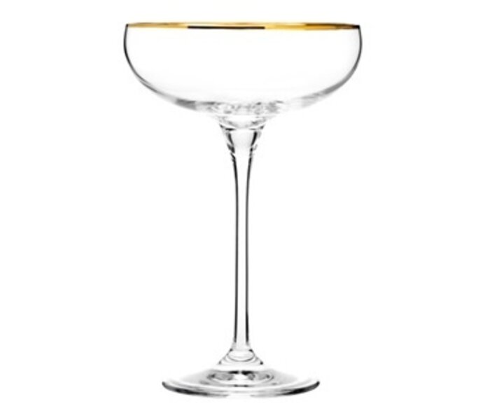 KROSNO GLASSWARE  Champagne coupe 24 cl " Harmony Gold  " met gouden rand