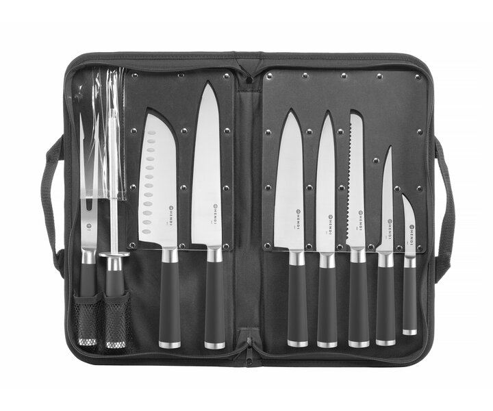 HENDI Ensemble de 9 couteaux de cuisine livré avec sac pratique