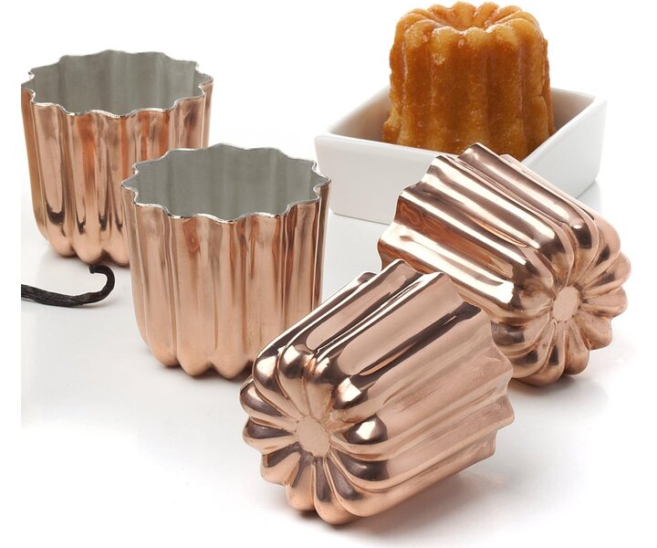 M&T Tinned copper mould for Bordeaux cannelé mold Ø 5,5cm. Height: 5 cm.  Price for set of 4 pieces.
