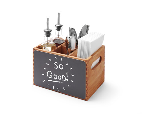 M & T  Boîte à couverts et porte menu en bois  210 x 150 x (H)150 mm