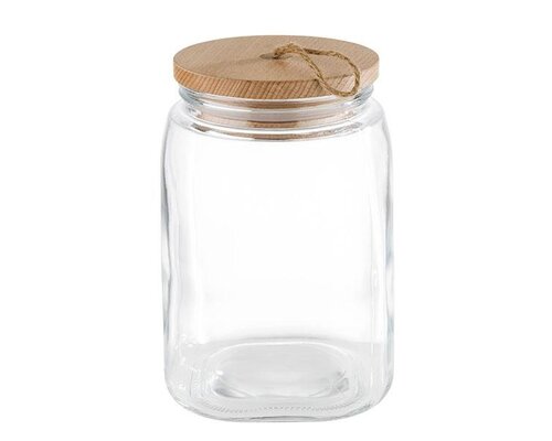 M & T  Storage jar 2,80 liter glass with wooden lid  " Woody "