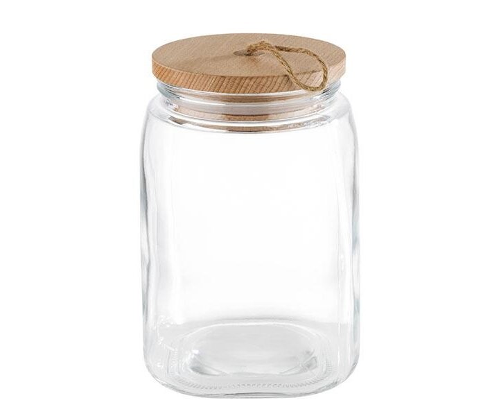 M&T Voorraad pot 2,00 liter glas met houten deksel