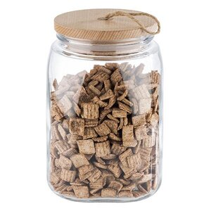 M & T  Storage jar 2,80 liter glass with wooden lid  " Woody "