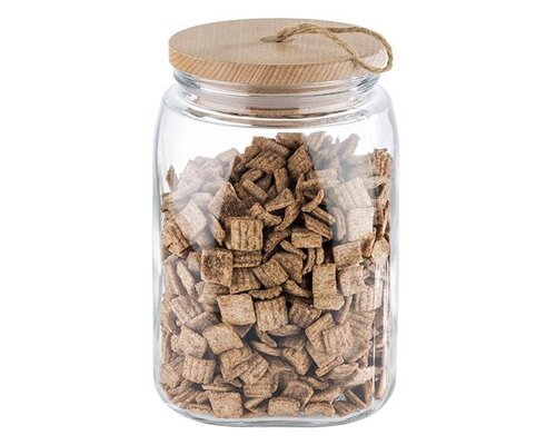 M & T  Storage jar 2,80 liter glass with wooden lid  " Woody "