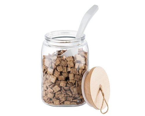 M & T  Storage jar 2,80 liter glass with wooden lid  " Woody "