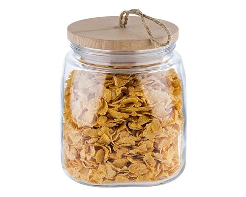 M&T Storage jar 1,50 liter glass with wooden lid