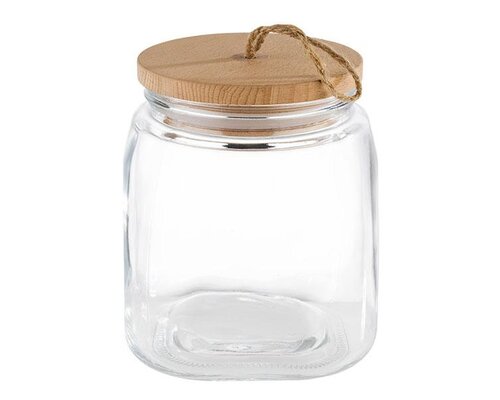 M & T  Storage jar 2,00 liter glass with wooden lid  " Woody "