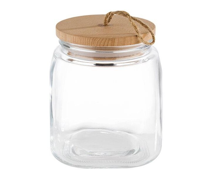 M&T Storage jar 1,50 liter glass with wooden lid