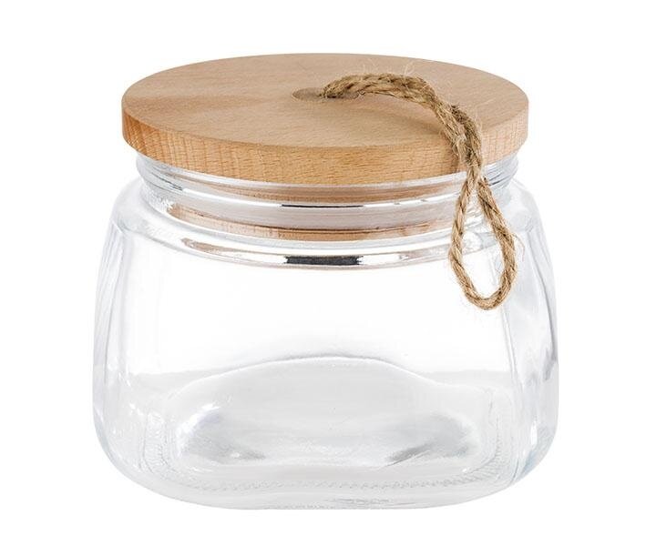 M&T Voorraad pot 0,65 liter glas met houten deksel