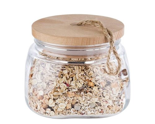 M&T Storage jar 0,65 liter glass with wooden lid