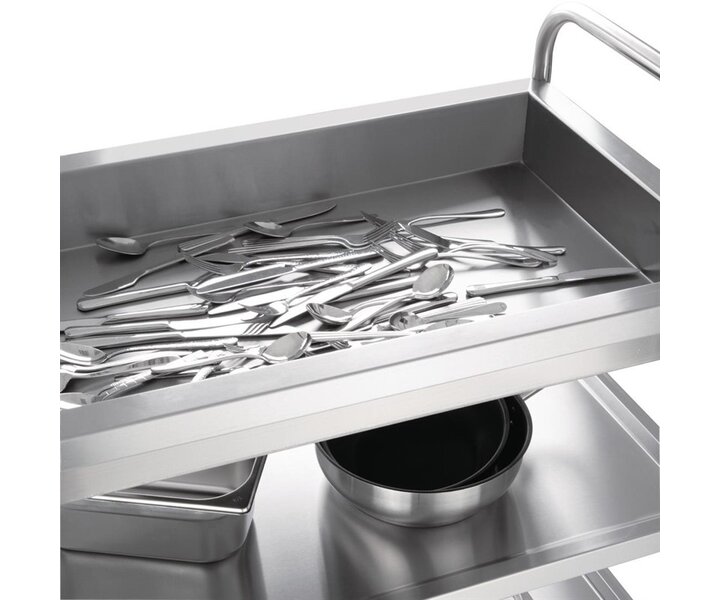 VOGUE  Chariot 3 niveaux pour débarrassage plateau supérieure creux 10 cm