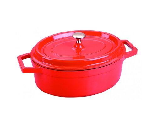 LACOR Mini cocotte ovaal 12 x 8,5 cm met deksel  rode uitvoering