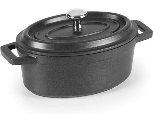 LACOR Mini oval cocotte with lid 12 x 8,5 cm black finish