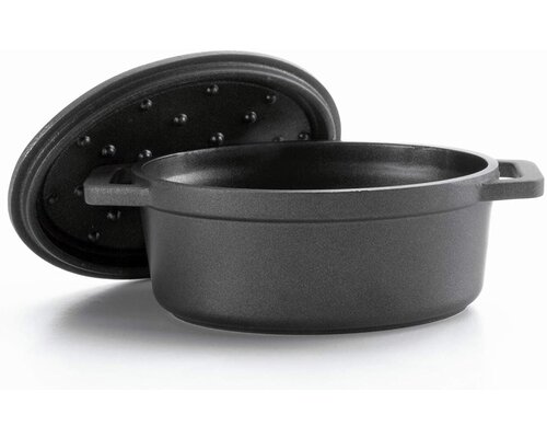 LACOR Mini oval cocotte with lid 12 x 8,5 cm black finish