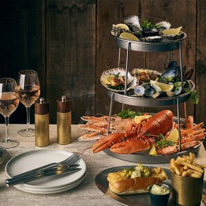 M&T Ensemble de 3 plateaux de fruits de mer finition vintage