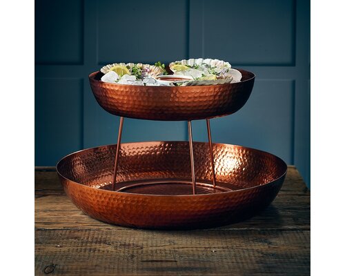 M&T Seafood trays set of 2 pieces  hammered copper finish